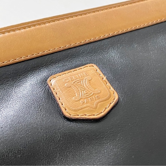 Celine black and tan nappa leather vintage clutch bag - Picture 2 of 10